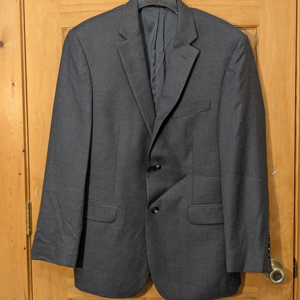 Jos A Bank Traveler Jacket Gray Striped Wool 2 Button Sport Coat 42R Corpcore